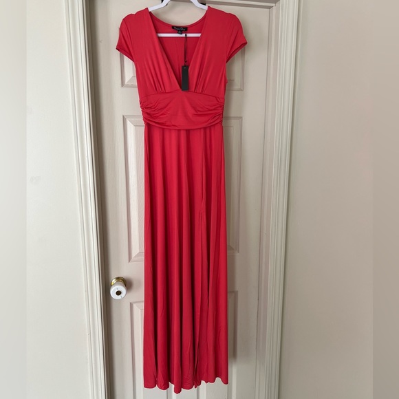 Rose Maternity Maxi Dress with Slit - Picture 3 of 4